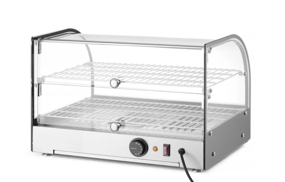 Warmhaltevitrine doppelt, doppelt, Schwarz, 220-240V/800W, 554x376x(H)376mm