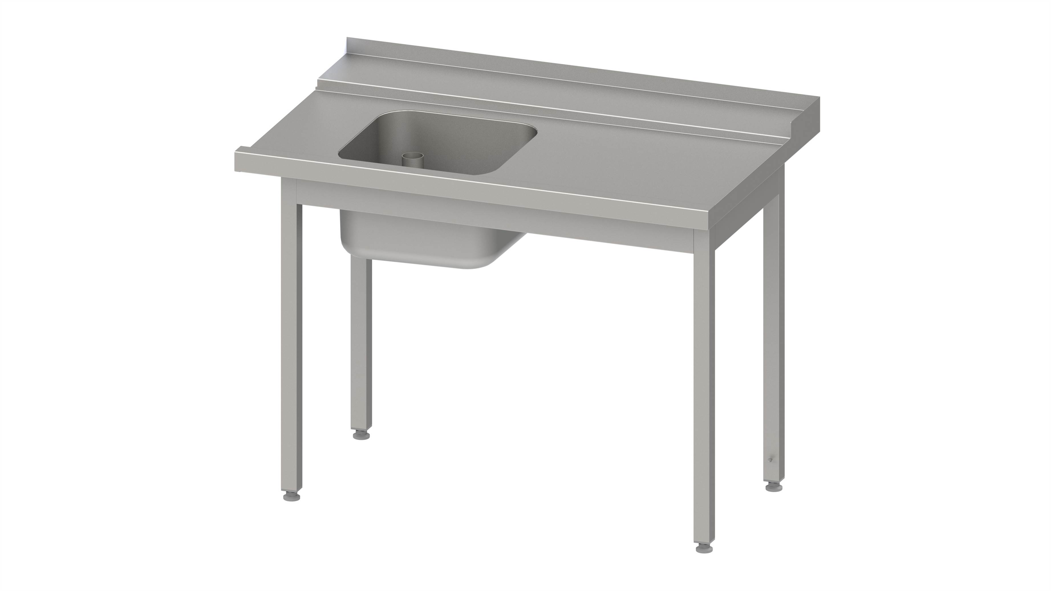 Zulauftisch, Korbführung mit Gefälle, ohne Grundboden mit einem Becken 800x750x880 mm, Anbauseite rechts, mit Aufkantung, verschweißt Zulauftisch "Pro", Korbführung mit Gefälle, ohne Grundboden mit einem Becken 1800x750x880 mm, Anbauseite rechts, mit Aufkantung, verschweißt