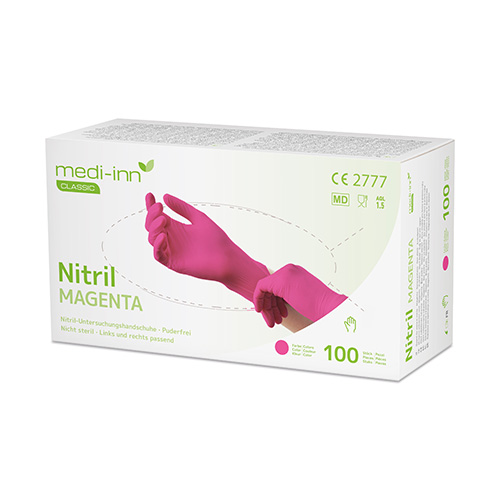 Medi-Inn® Classic Handschuhe, Nitril puderfrei magenta "Nitril Magenta" Größe XS