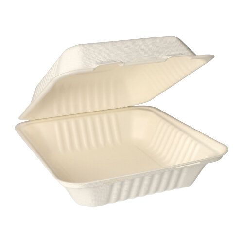2500 Menüboxen, Zuckerrohr "pure" ungeteilt 7,7 cm x 20 cm x 22 cm weiss