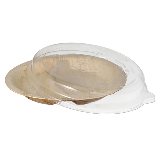 1200 Teller, Palmblatt 2-geteilt 300 ml Ø 23 cm · 5,3 cm mit rPET Deckel "Kombipack"