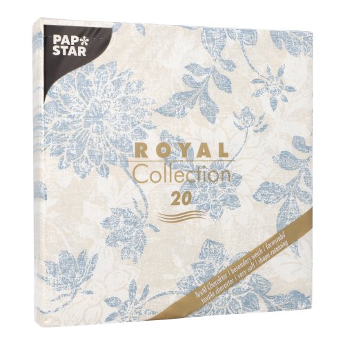 12000 Servietten "ROYAL Collection" 1/4-Falz 40 cm x 40 cm arktikblau "Flowers"
