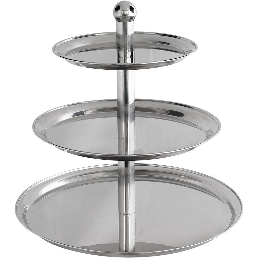 Etagere mit Kugelgriff, 3-stufig, Edelstahl, Höhe 50 cm