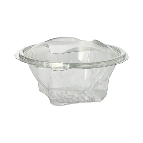 2400 Feinkost- und Salatschalen mit Klappdeckel, R-PET rund 750 ml Ø 17,4 cm · 7,3 cm glasklar