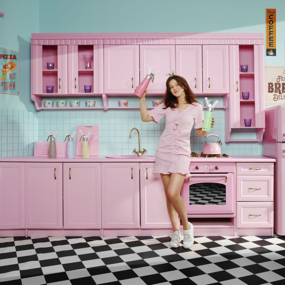 Sahnespender, 0,5L, Pastellrosa, ⌀80x(H)260mm