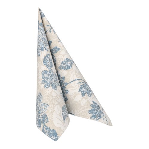 12000 Servietten "ROYAL Collection" 1/4-Falz 40 cm x 40 cm arktikblau "Flowers"