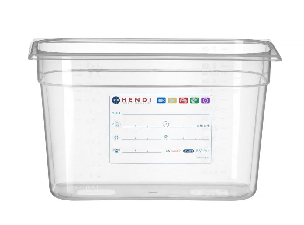 Gastronorm-Behälter 1/3, HENDI, GN 1/3, 2,5L, Transparent, 325x176x(H)65mm