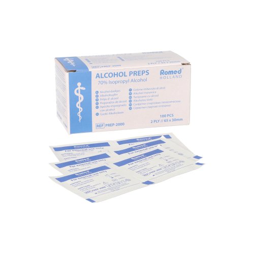240000 "Romed" Alkoholtupfer 65 mm x 30 mm weiss (2 x 100)