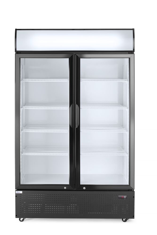 Rückwandkühlschrank mit hinterleuchteter Blende, zweitürig, Arktic, 512L, Schwarz, 220-240V/510W, 1120x585x(H)1900mm Rückwandkühlschrank mit hinterleuchteter Blende, zweitürig, Arktic, 512L, Schwarz, 220-240V/510W, 1120x585x(H)1900mm