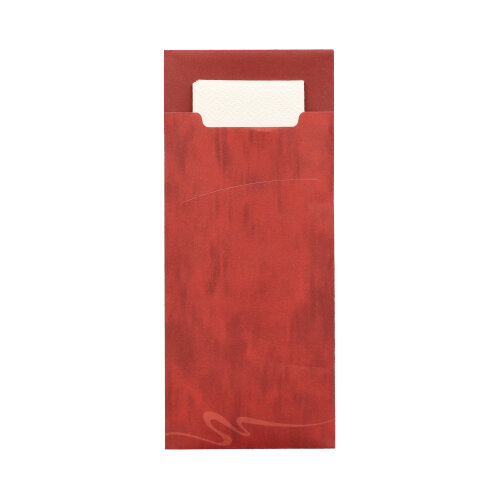 15600 Bestecktaschen 20 cm x 8,5 cm bordeaux inkl. weißer Serviette 33 x 33 cm 2-lag.