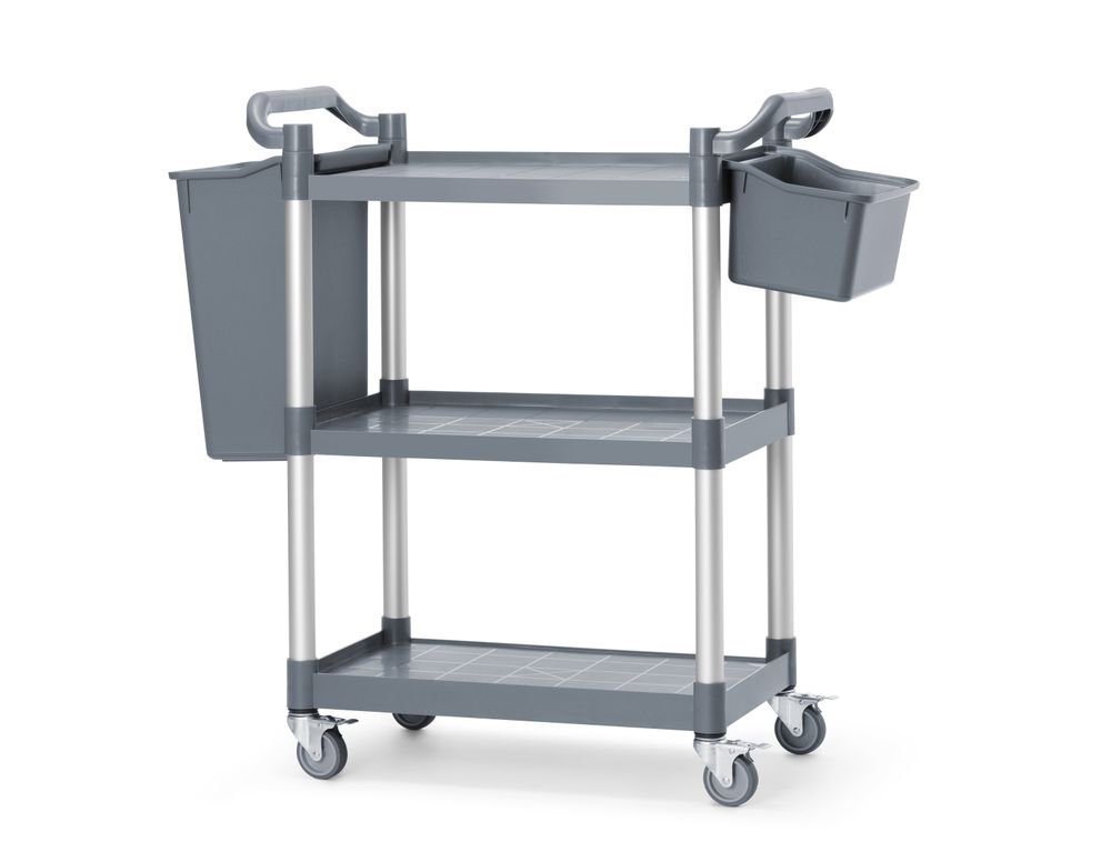 Servierwagen aus Polypropylen mit 3 Fächern, klein, AmerBox, 800x420x(H)945mm Servierwagen aus Polypropylen mit 3 Fächern, klein, AmerBox, 800x420x(H)945mm
