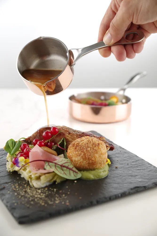 Miniatur-Kasserolle mit Ausgießer, 0,05L, ⌀50x(H)30mm Miniatur-Kasserolle mit Ausgießer, 0,16L, ⌀75x(H)40mm