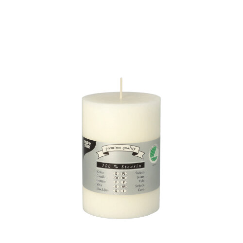 1368 Stumpenkerze Ø 70 mm · 100 mm weiss aus 100% Stearin, durchgefärbt
