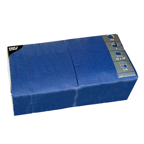 20000 Servietten, 3-lagig 1/4-Falz 40 cm x 40 cm dunkelblau
