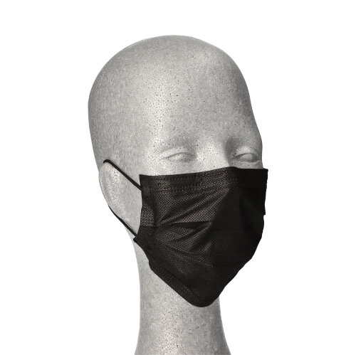 Medi-Inn® Mundschutz Type II 3-lagig 9 cm x 17,5 cm schwarz mit Nasenbügel