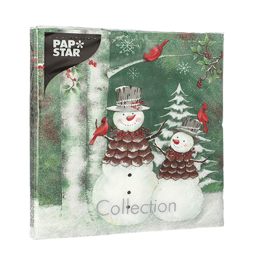 21600 Servietten, 3-lagig 1/4-Falz 33 cm x 33 cm "Forest Snowmen"