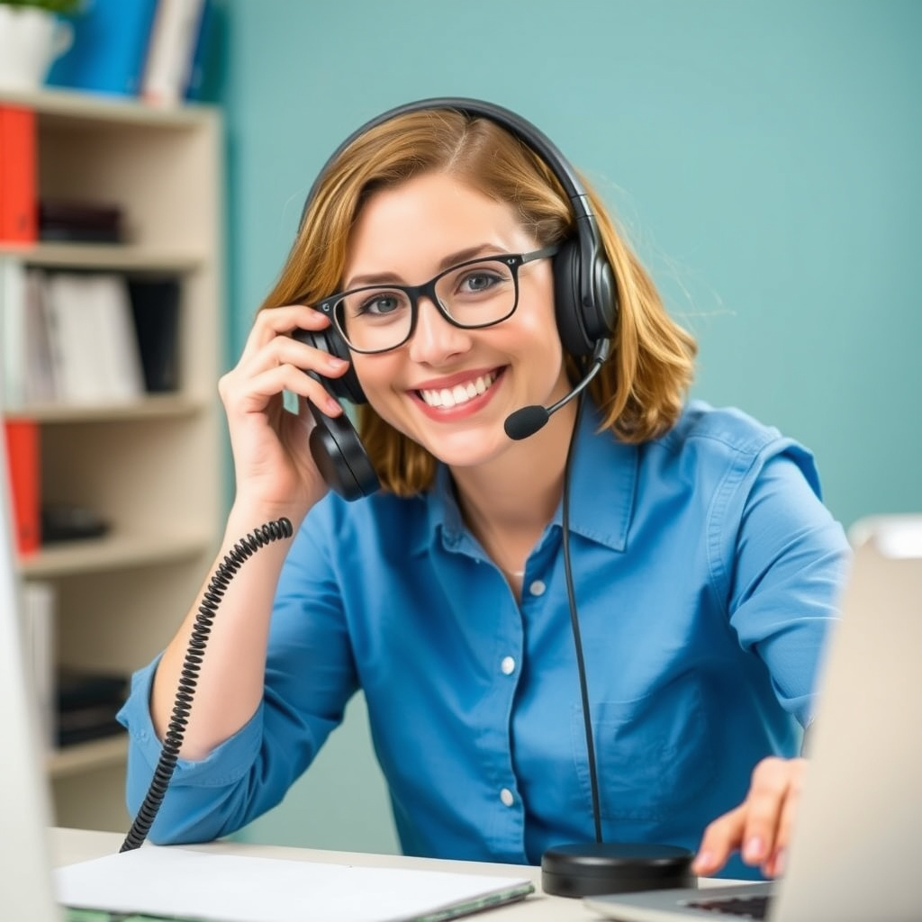 Frau am Telefon