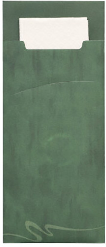 15600 Bestecktaschen 20 cm x 8,5 cm dunkelgrün inkl. weißer Serviette 33 x 33 cm 2-lag.
