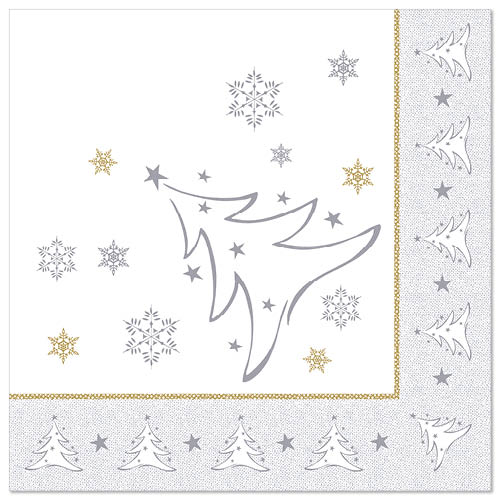 250 Servietten "ROYAL Collection" 1/4-Falz 40 cm x 40 cm silber "X-Mas Elegance" 12500 Servietten "ROYAL Collection" 1/4-Falz 40 cm x 40 cm silber "X-Mas Elegance"