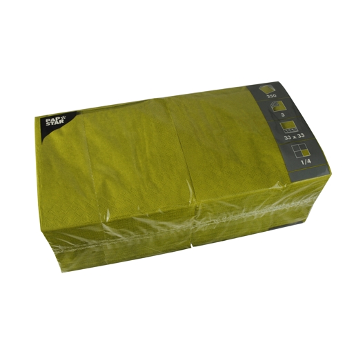 24000 Servietten, 3-lagig 1/4-Falz 33 cm x 33 cm olivgrün