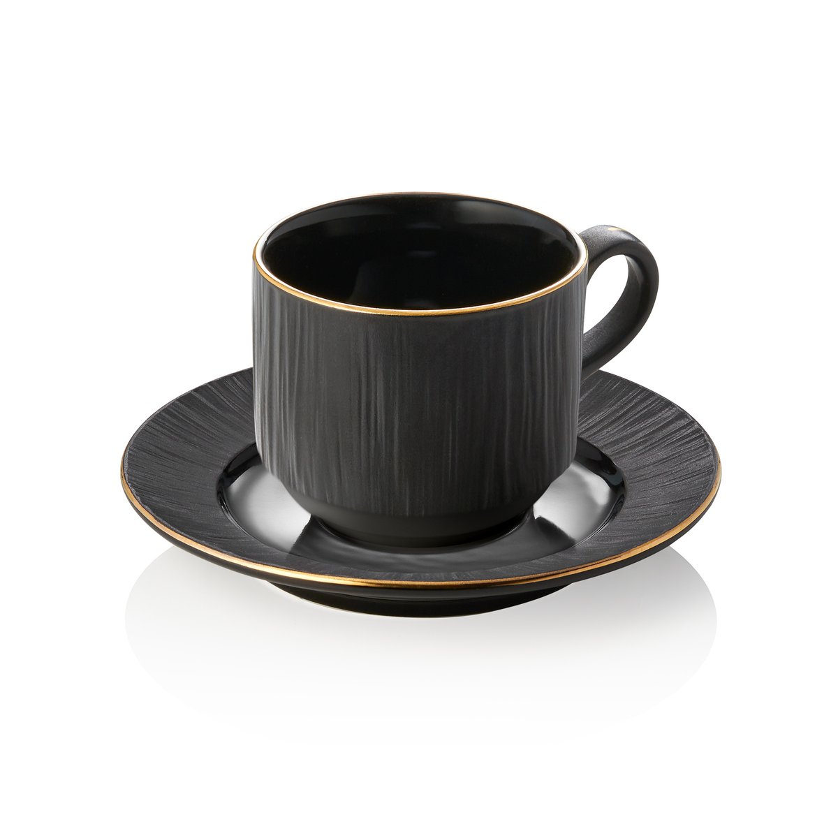 Obertasse mit Untertasse Set MAYA KURO, 240 ml, schwarz