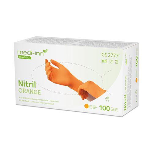 100 "Medi-Inn® Classic" Handschuhe, Nitril puderfrei orange "Nitril Orange" Größe XL 50000 "Medi-Inn® Classic" Handschuhe, Nitril puderfrei orange "Nitril Orange" Größe XL