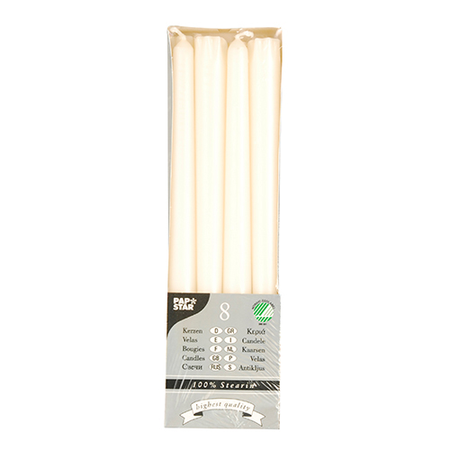 80 Leuchterkerzen Ø 2,2 cm · 25 cm creme aus 100 % Stearin 6960 Leuchterkerzen Ø 2,2 cm · 25 cm creme aus 100 % Stearin