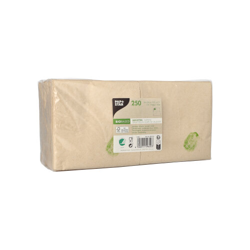 48000 Servietten, 2-lagig 1/4-Falz 24 cm x 24 cm natur ungebleicht
