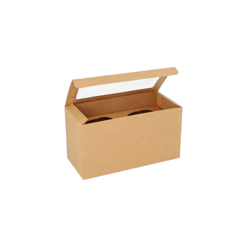 5200 Cupcake-Kartons eckig 10 cm x 18,5 cm x 8,5 cm mit Sichtfenster aus PLA