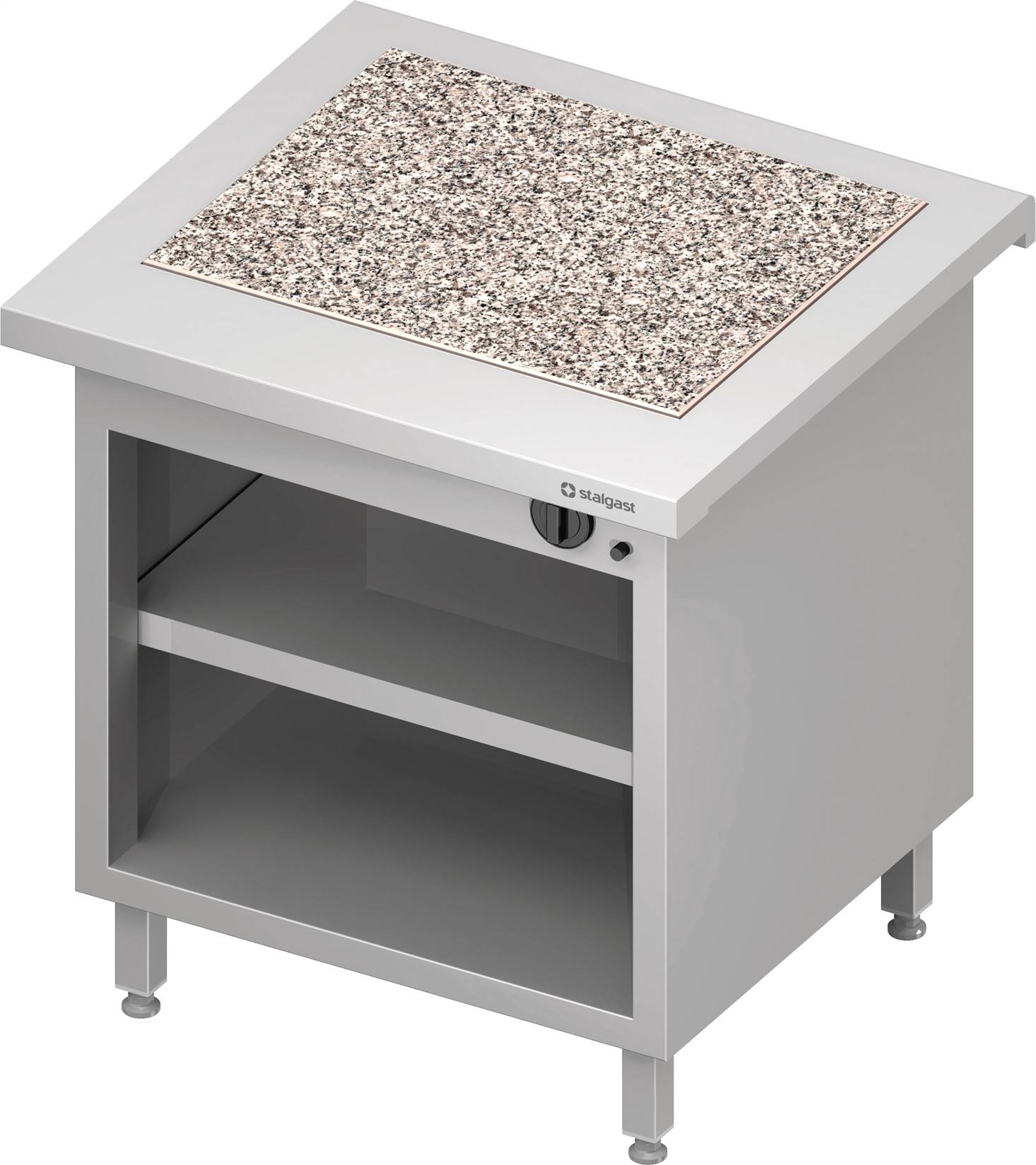 Warmausgabe "Free Flow" mit einer Wärmeplatte aus Granit und offenem Unterschrank 1465x735x880 mm Granitabdeckung "Standard G1"