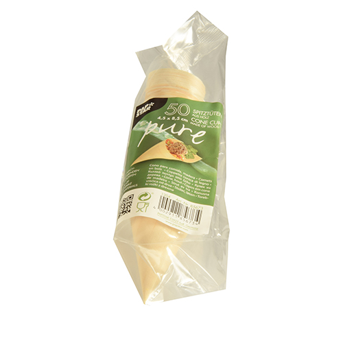 90000 Fingerfood - Spitztüten, Holz "pure" Ø 4,5 cm · 8,5 cm
