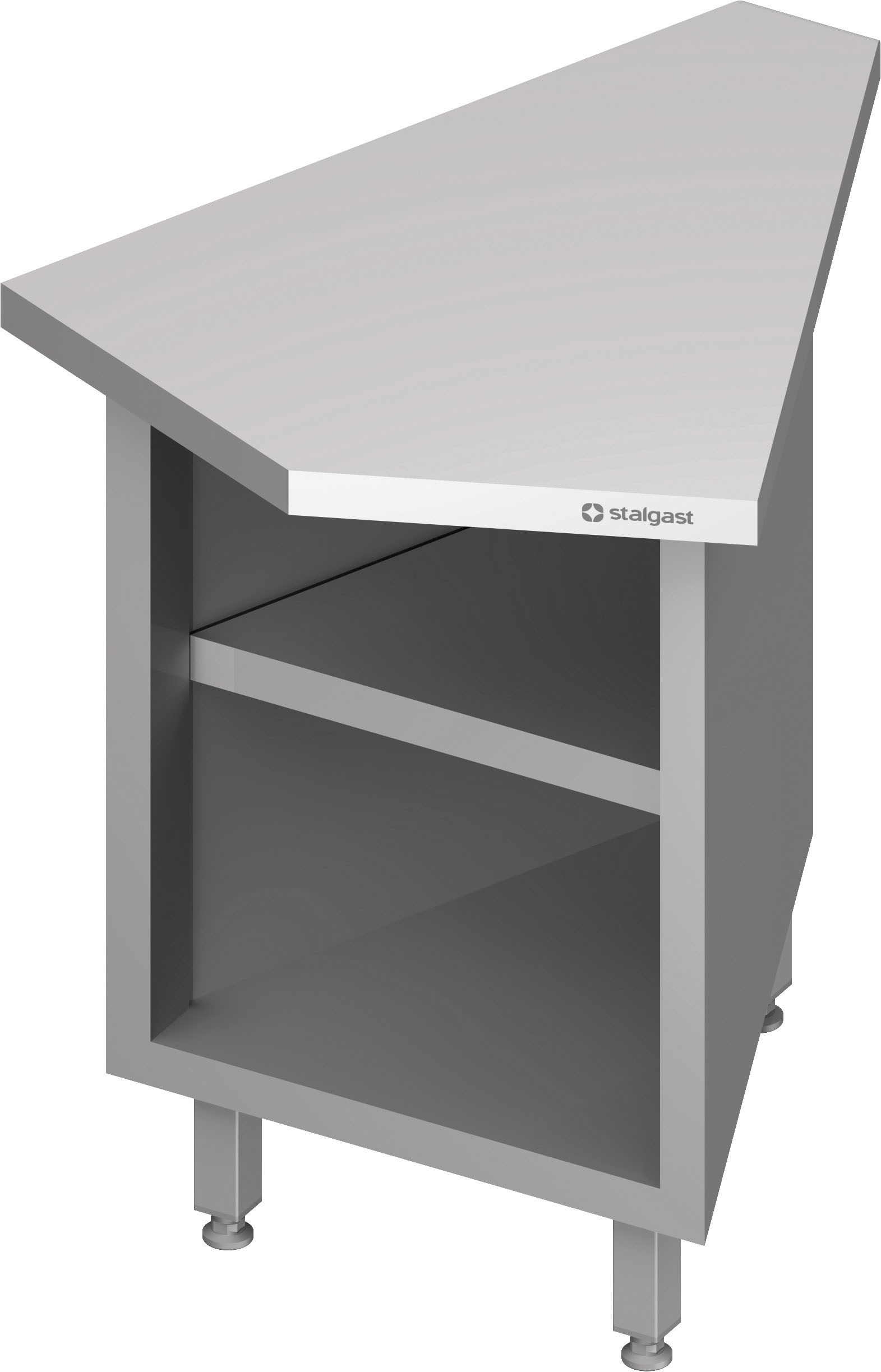 Inneneckmodul 45° "Free Flow" mit offenem Unterschrank 644x814x880 mm, Edelstahldeckplatte Inneneckmodul 45° "Free Flow" mit offenem Unterschrank 644x814x880 mm Granitabdeckung "Standard G1"