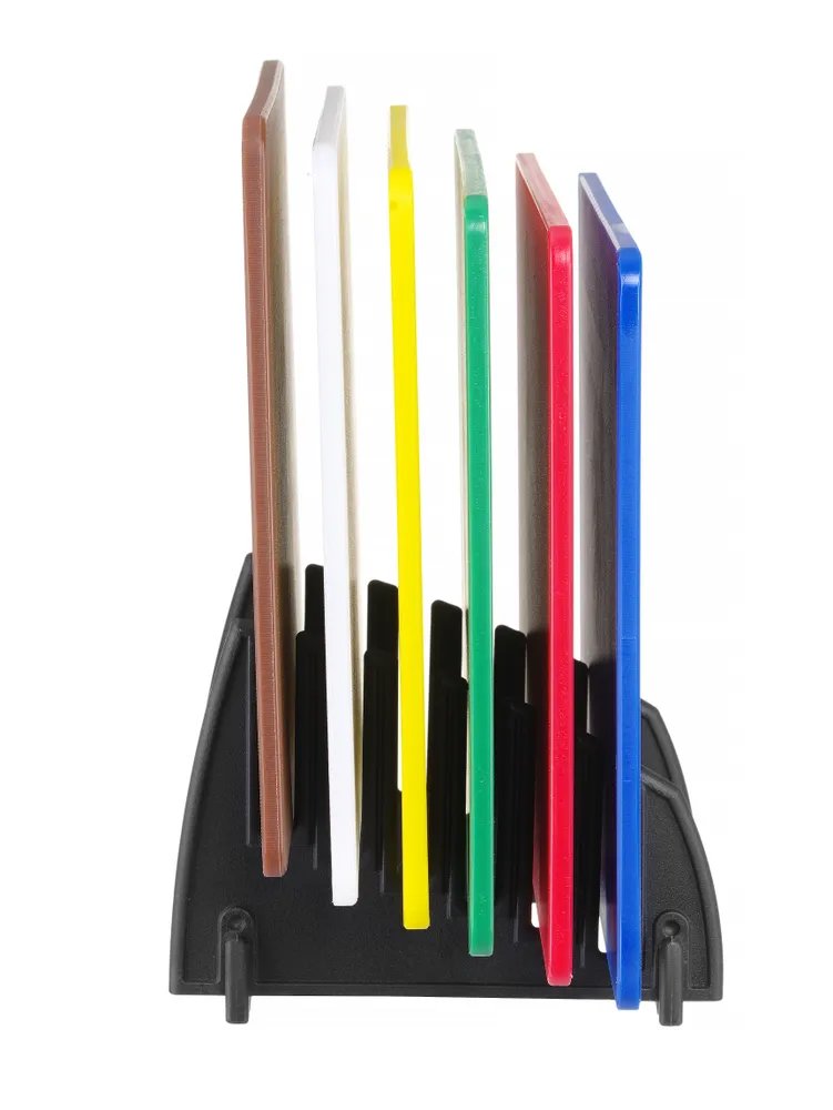 Satz mit 6 Schneidebrettern HACCP mit Halterung., 6 Stk., 450x300mm