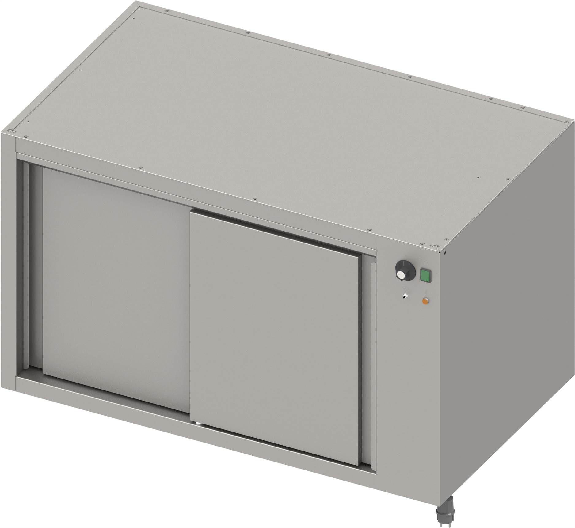 Durchreiche-Wärmeunterschrank Boxversion 2.0, für Beine/Sockelrahmen, mit Schiebetüren 1600x640x660 mm