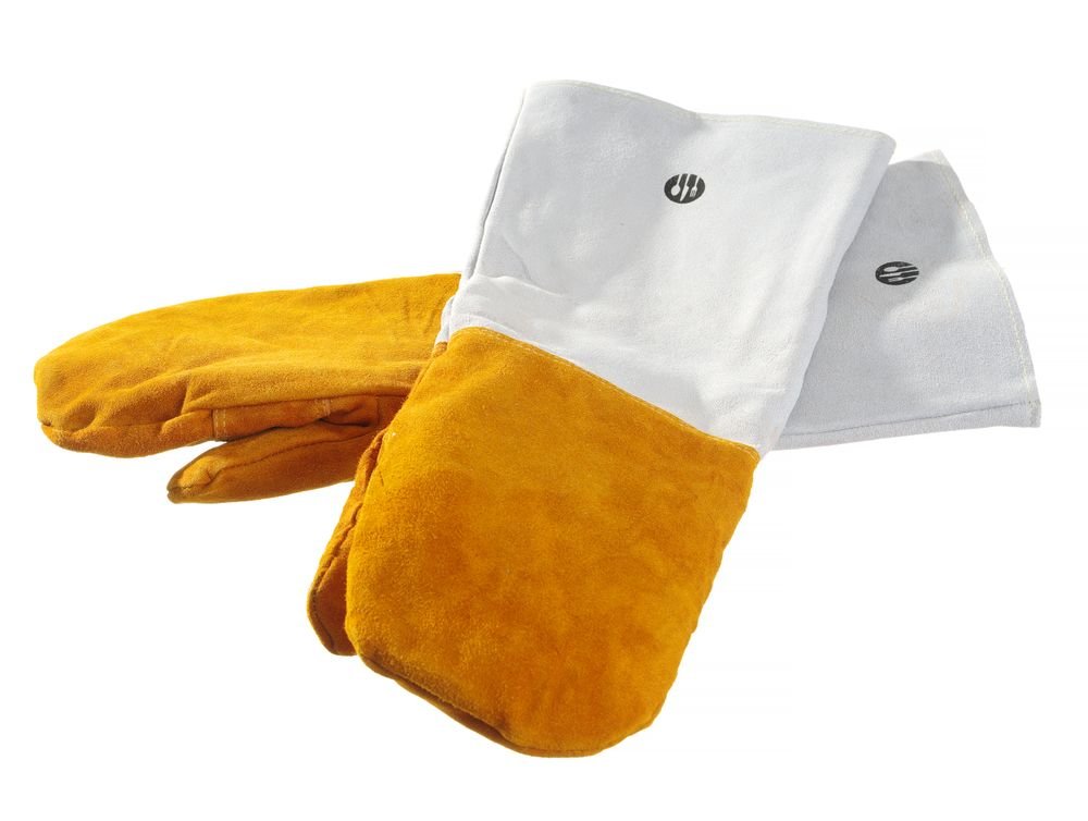 Leder-Grillhandschuhe hitzebeständig – 2 Stück, HENDI, 2 Stk., (L)460mm