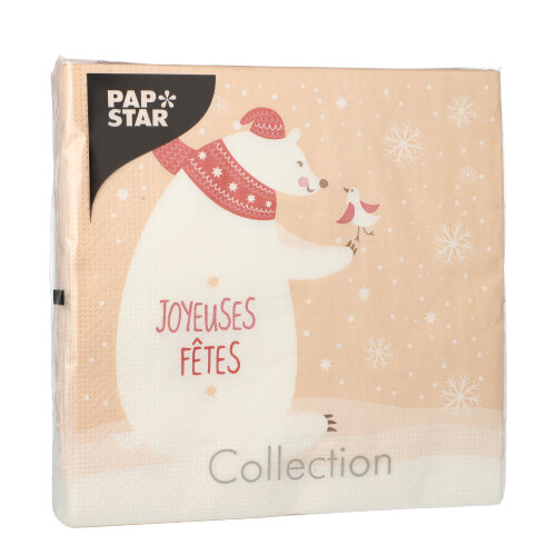 21600 Servietten, 3-lagig 1/4-Falz 33 cm x 33 cm "L'ours Blanc"