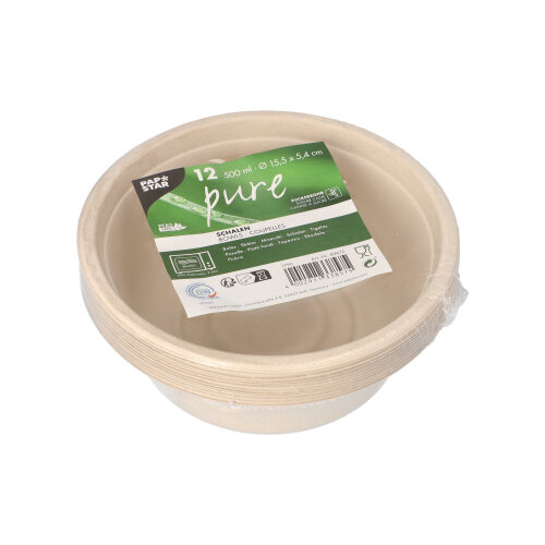 4320 Schalen, Zuckerrohr "pure" 500 ml Ø 15,5 cm · 5,4 cm natur
