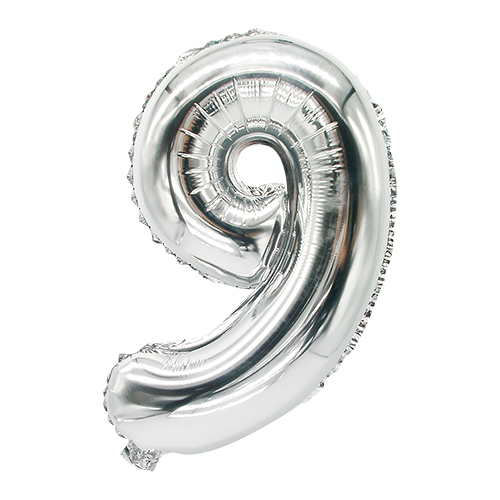 10368 Folienluftballon 35 cm x 20 cm silber "9"