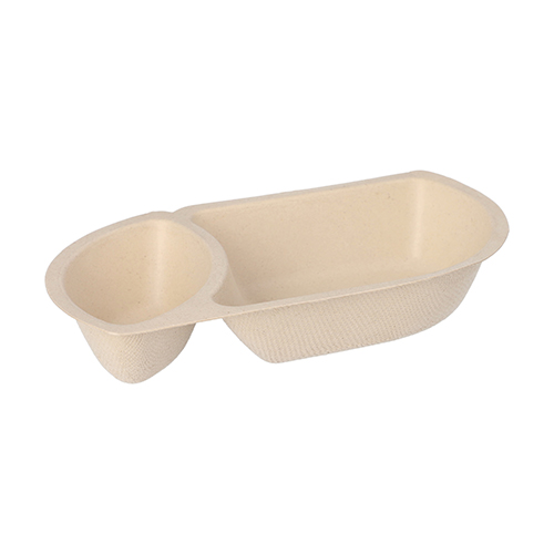 14400 Snacktrays Zuckerrohr 2-geteilt 3,2 cm x 9,7 cm x 17,6 cm natur
