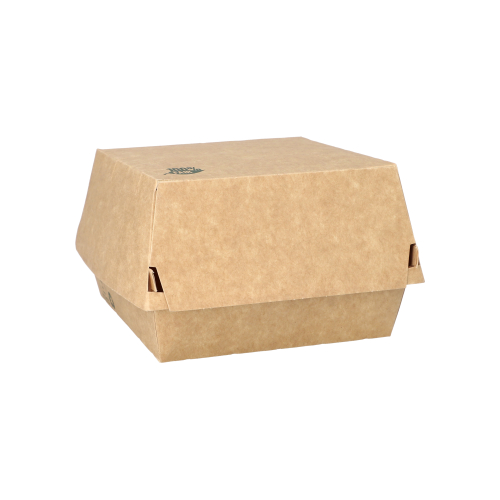 3840 Burgerboxen, Pappe 7 cm x 12,5 cm x 12,5 cm braun "100% Fair" groß