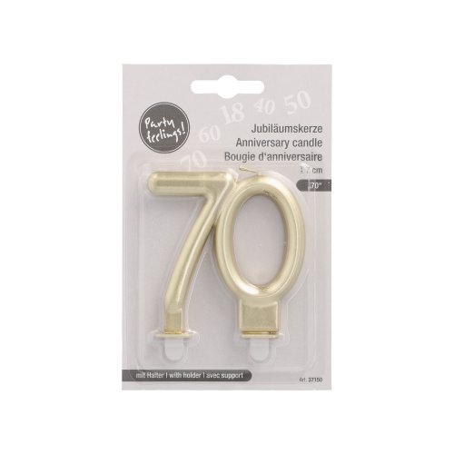 1 Jubiläumskerzen mit Halter 7 cm gold "70" 2880 Jubiläumskerzen mit Halter 7 cm gold "70"