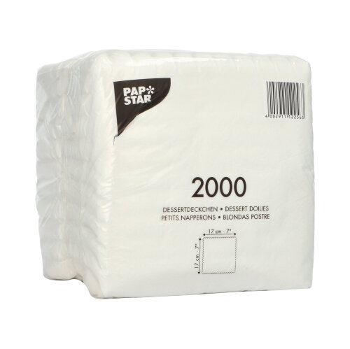 2000 Dessertdeckchen 17 cm x 17 cm weiss