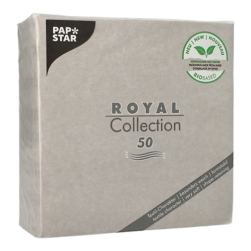 50 Servietten "ROYAL Collection" 1/4-Falz 40 cm x 40 cm grau in Papierverpackung 12500 Servietten "ROYAL Collection" 1/4-Falz 40 cm x 40 cm grau in Papierverpackung
