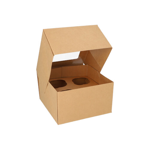 1800 Cupcake-Kartons eckig 10 cm x 17,5 cm x 17,5 cm mit Sichtfenster aus PLA