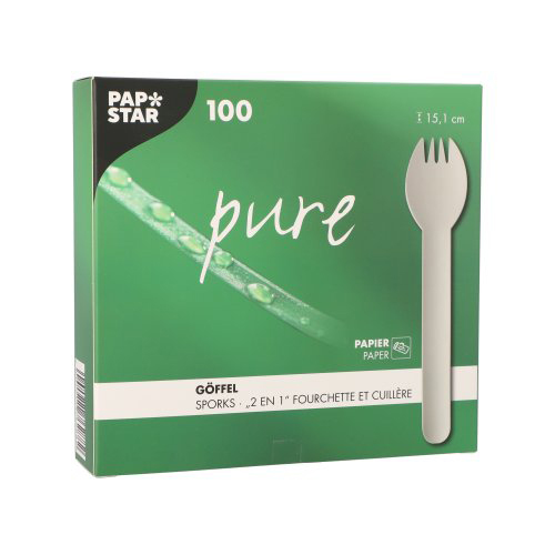 100 Göffel, Papier "pure" 16 cm weiss 1000 Göffel, Papier "pure" 16 cm weiss