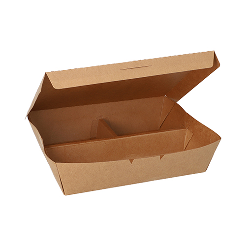 1900 Lunchboxen, Pappe 3-geteilt 600 ml 5 cm x 14,8 cm x 18,3 cm braun