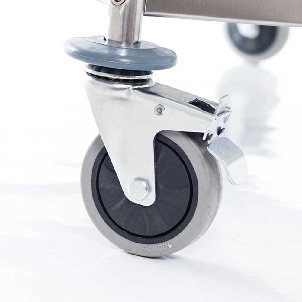 Servierwagen aus Edelstahl, mit zwei Borden, 845 x 525 x 940 mm (BxTxH) Servierwagen aus Edelstahl, mit zwei Borden, 845 x 525 x 940 mm (BxTxH)