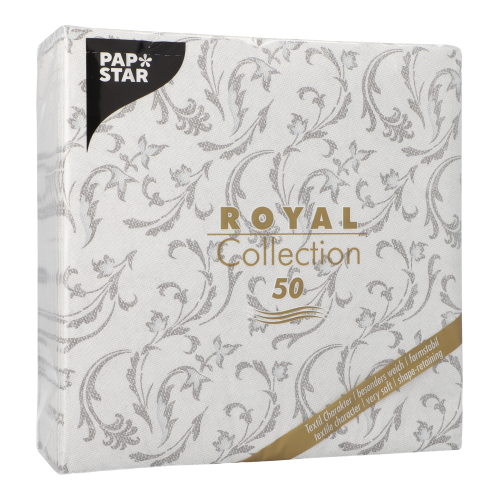12500 Servietten "ROYAL Collection" 1/4-Falz 40 cm x 40 cm grau "Damascato"