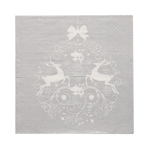 30 Servietten, 3-lagig 1/4-Falz 33 cm x 33 cm silber "Deers Couple" 25920 Servietten, 3-lagig 1/4-Falz 33 cm x 33 cm ! silber "Deers Couple"