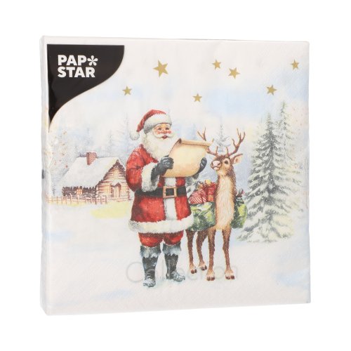 21600 Servietten, 3-lagig 1/4-Falz 33 cm x 33 cm "Dear Santa"
